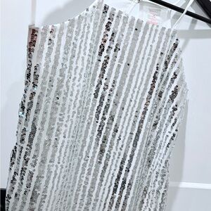 No Boundaries White camisole with Silver Sequins
